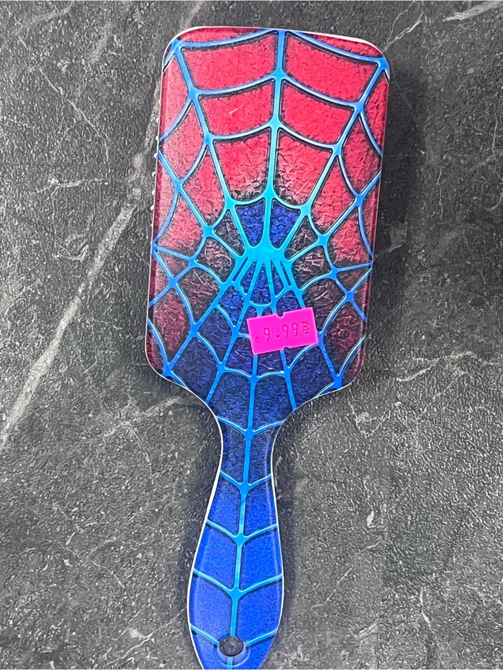 Spiderweb Pattern Paddle Brush - Red & Blue